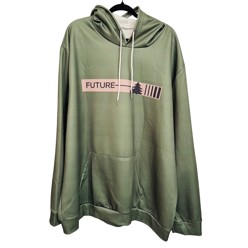 Unbranded Mens 4XL Future Graphic Hoodie and Joggers Tracksuit Set Olive Green